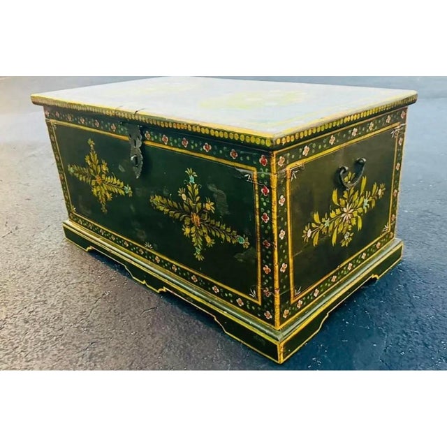 Monumental 19th Century European Hand Painted Wedding Trunk For Sale - Image 10 of 11