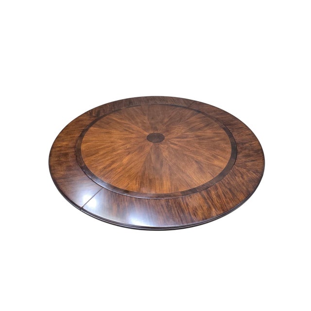 MCM Walnut Extension Dining Table With Sunburst Top For Sale - Image 11 of 12