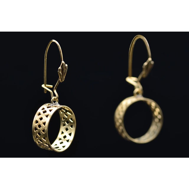 The Shandons: Ladies Delicate 14K Gold Dangler Earrings, 2 Pieces For Sale In Philadelphia - Image 6 of 8