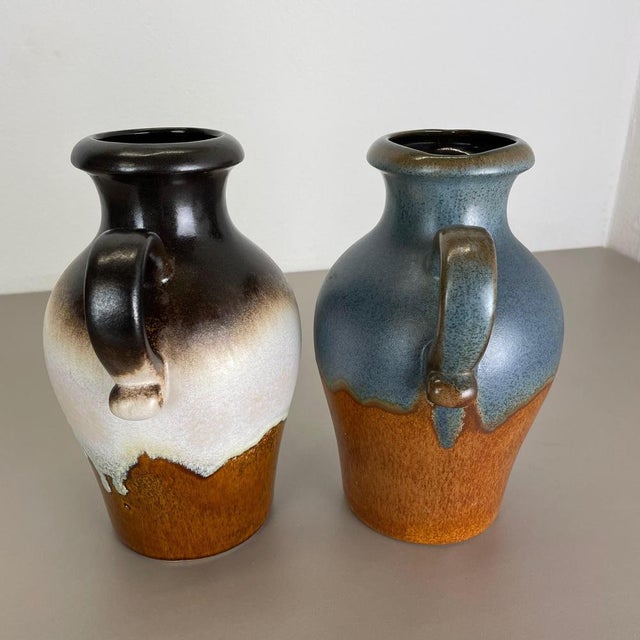 Fat Lava Pottery Vases attributed to Scheurich, Germany, 1970s, Set of 2 For Sale - Image 15 of 18