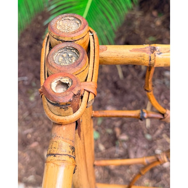 Vintage Burnt Bamboo Folding Shelf For Sale - Image 11 of 14