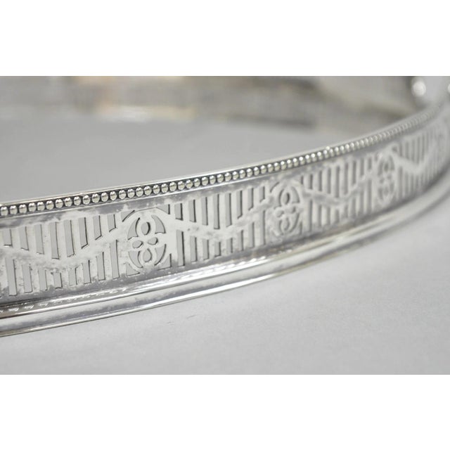 Victorian Antique English Sheffield Edwardian Silver Plated Oval Serving Platter Tray For Sale - Image 3 of 16