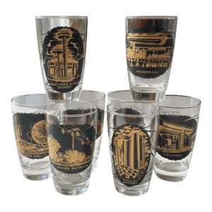1964-65 New York World's Fair Iced Tea Glass Set of 8 Souvenir Glasses 14oz