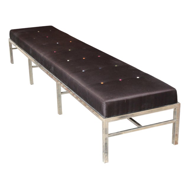 Oversized Bench With Brown Satin Cushion For Sale