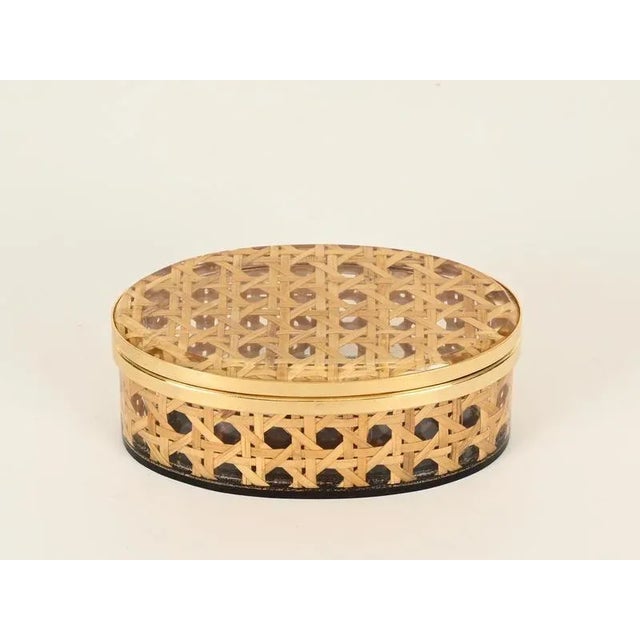 Decorative Boxes in Brass, Acrylic Glass and Vienna Straw from Dior, Italy, 1970s, Set of 3 For Sale - Image 6 of 18