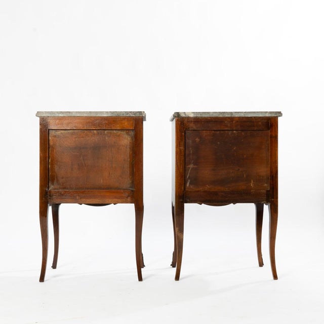 Stone Pair of French Louis XV Style Marble Top 3 Drawer Stands For Sale - Image 7 of 15