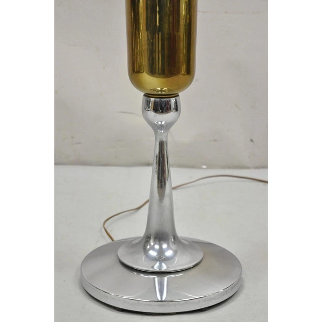 Chrome Mid 20th Century Mid Century Modern Space Age Atomic Era Chrome Brass Glass Side Table Floor Lamp For Sale - Image 8 of 12