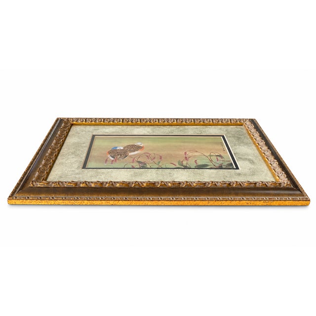 Chinese Framed Chinese Gongbi Bird & Botanical Art Bookplate Attributed to Cao Xiaomin, 2008 For Sale - Image 3 of 7