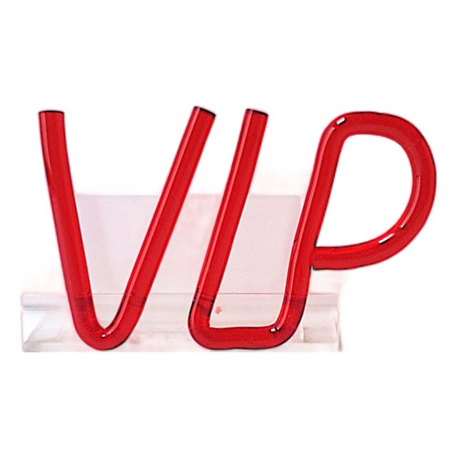 Desk Business Card Holder, Vip, Lucite Acrylic, Postmodern, Late 20th Century For Sale