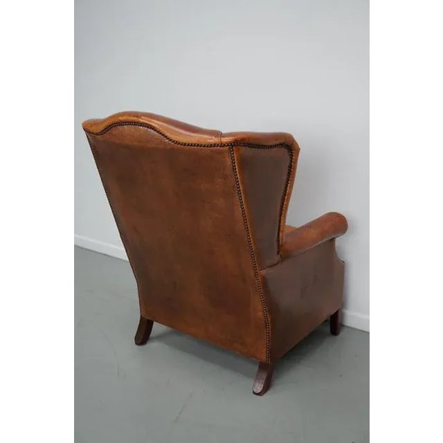 Vintage Dutch Cognac-Colored Leather Club Chair For Sale - Image 10 of 13