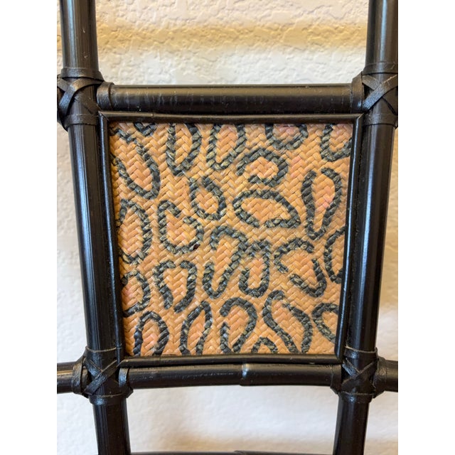 Pair of Hollywood Regency Chinoiserie Black Bamboo Arm Barstools For Sale In Denver - Image 6 of 12