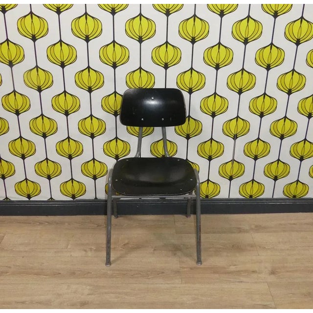 Black Industrial Style Chair with Metal Frame, 1960s For Sale - Image 8 of 10