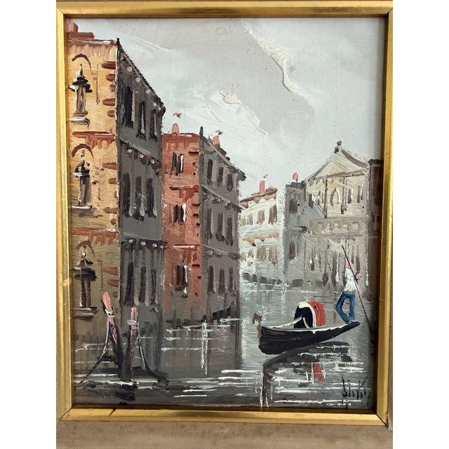 Mid 20th Century Antonio De Vity (1901-1993) Italian Oil Painting Venice Canal Gondola Cityscape For Sale - Image 4 of 8