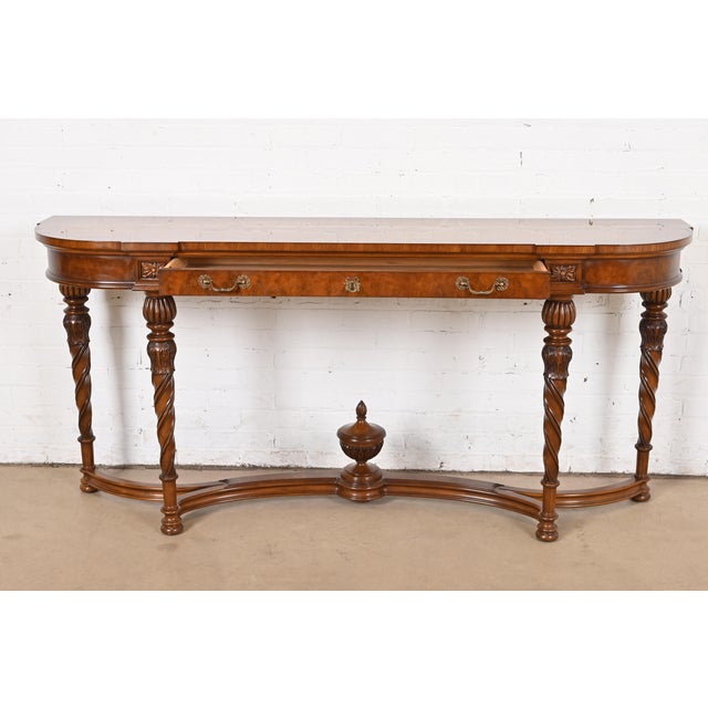 1980s Karges French Regency Louis XVI Burled Walnut Console Table or Server For Sale - Image 5 of 12