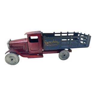 1930s Metalcraft Sunshine Biscuits Advertising Stake Truck Pressed Steel 12” For Sale