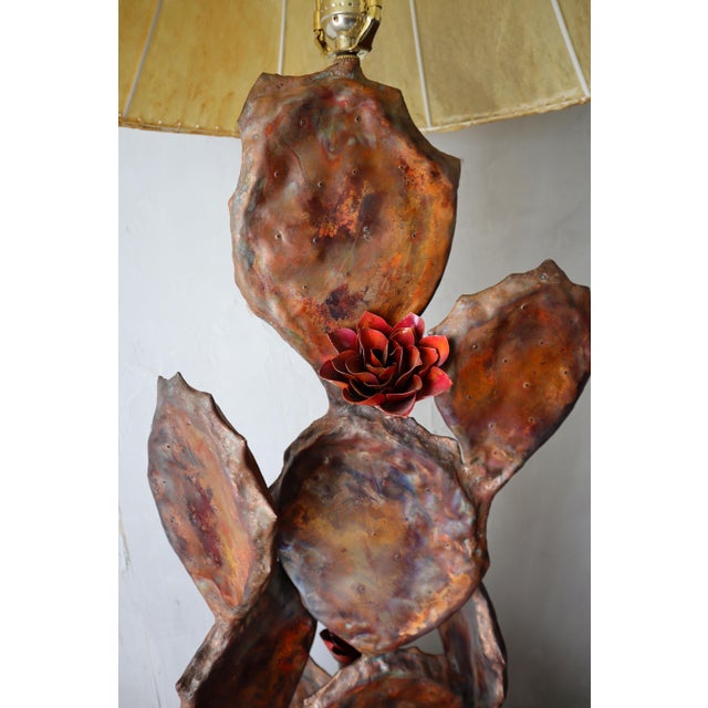 Metal Copper and Brass Sculptural Cactus Floor Lamp For Sale - Image 7 of 7