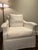 Pair of Brand New Gregorius Pineo Londoner II Chairs with cushioned seat. Chairs are upholstered in Great Plains Linen in...