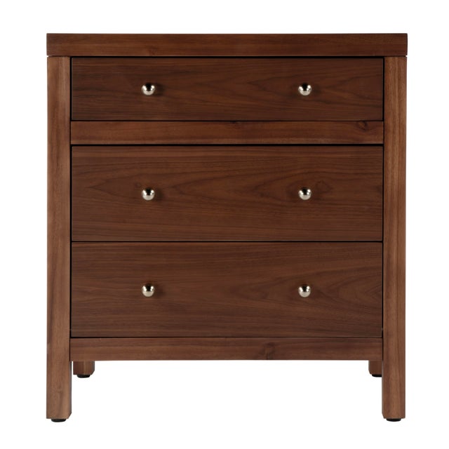 Nora 25 in. W Rectangular Wood 3 Drawer Nightstand, Walnut For Sale In Chicago - Image 6 of 11