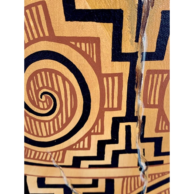 Wood Vintage Large Natonichee “Broken Pottery” Screenprint on Canvas For Sale - Image 7 of 10