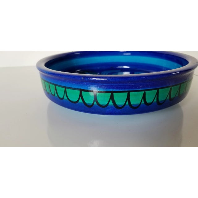 Ceramic Mid-Century Italian Vivid Blue Hand Painted Pottery Bowl For Sale - Image 7 of 10