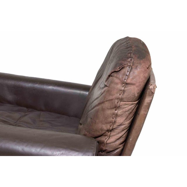 Mid-Century Modern Swivel Lounge Chair in Brown Leather, 1960s For Sale - Image 4 of 11