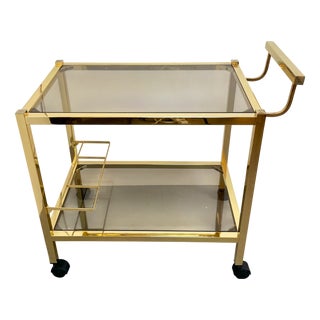 Hollywood Regency Gold Bar Cart, 1980s For Sale