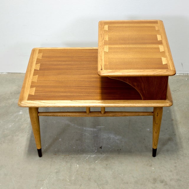 1960s Lane “Acclaim” Walnut & Ash Side Table / Step Table For Sale - Image 5 of 7