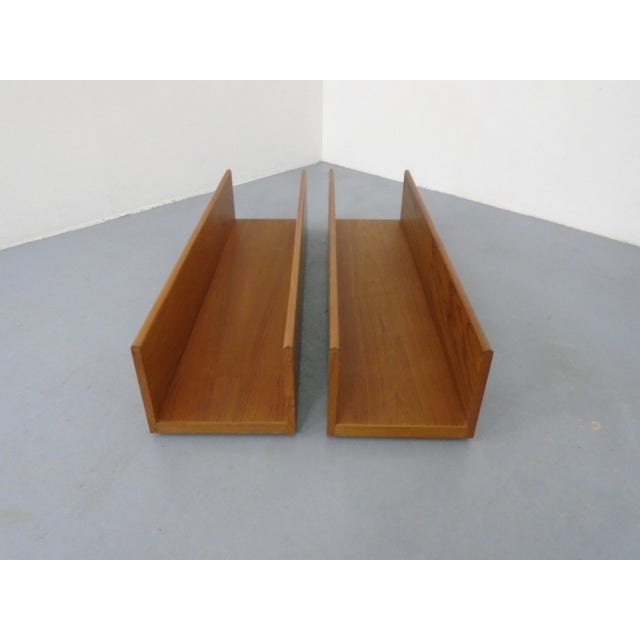 1960s Large Minimalist Teak Wall Shelves, Germany, 1960s, Set of 2 For Sale - Image 5 of 13