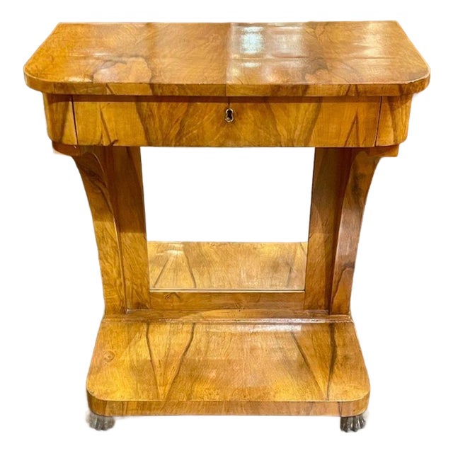 19th C. German Biedermeier Walnut Table For Sale
