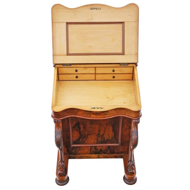 Victorian Burr Walnut Davenport Desk, 1870s For Sale - Image 5 of 10