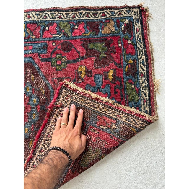 Persian 1920s Lilihan with Deep Pinks, Ocean Blues, and Nice Greens Rug 2.10 x 10.6 For Sale - Image 3 of 11