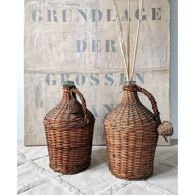 Vintage Wine Balloon with Raffia Basket, Italy, 1950s For Sale - Image 11 of 12
