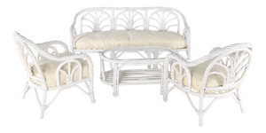 Bleached Rattan Lounge Set, 1970s, Set of 4