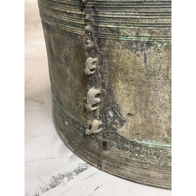 1950s 2 Southeast Asian Bronze Rain Drums with Great Patina For Sale - Image 17 of 18