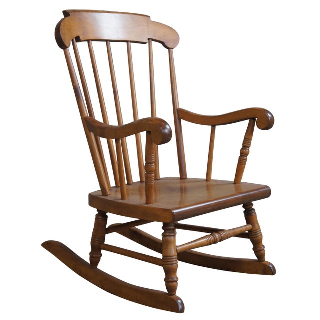 Antique S. Bent Brothers Colonial Maple Hard Rock Childs Rocking Chair
