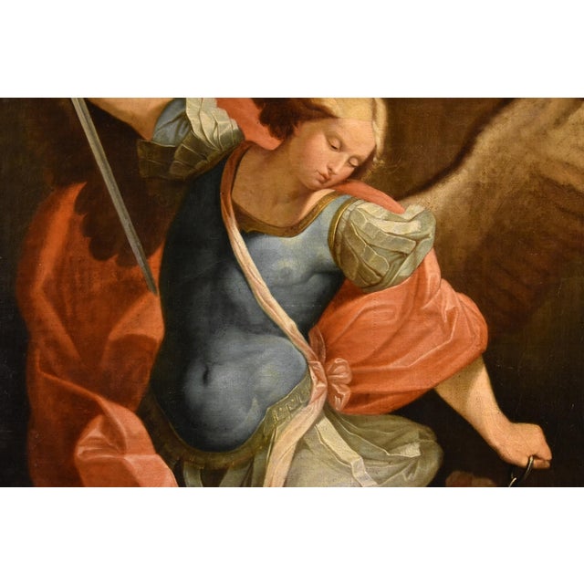 Guido Reni, Archangel Michael, 1600s-1700s, Oil on Canvas For Sale - Image 6 of 15
