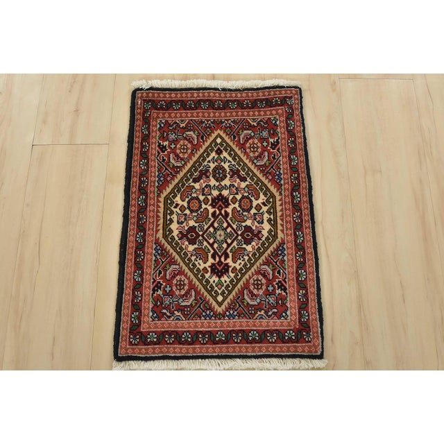 Tribal Bidjar Rug 1’5” X 2’1” Red Wool Vintage Tribal Hand-Knotted Oriental Carpet For Sale - Image 3 of 6