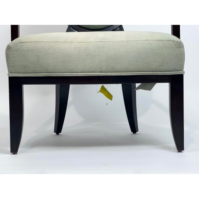 Barbara Barry for Baker Medallion Back Armchair in Light Textured Upholstery For Sale In New York - Image 6 of 8