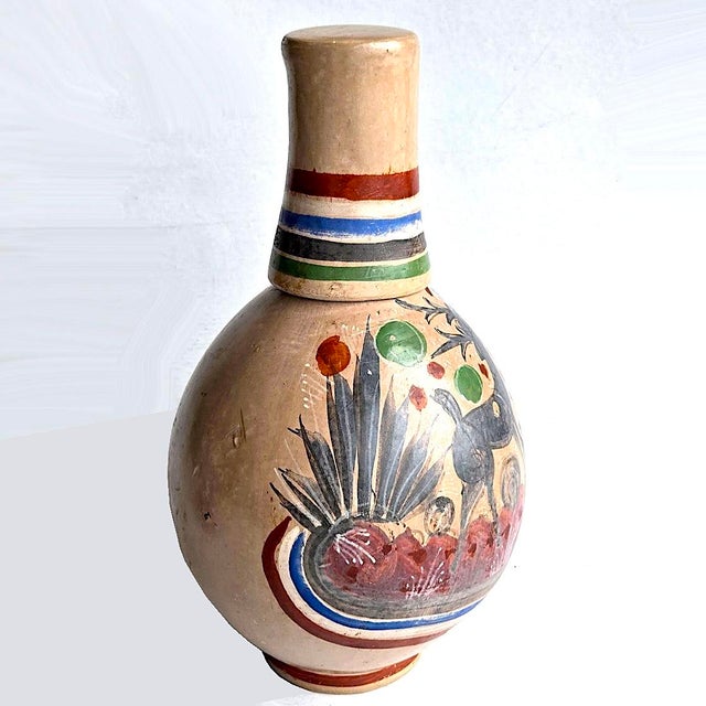 Mid-Century Modern 1960s Tonalá Mexico Burnished Glaze Ceramic Water Jug/Decanter With Cup, 2 Piece Set For Sale - Image 3 of 12
