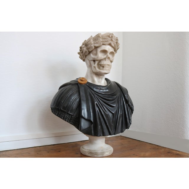 19th Century Italian Roman Vanitas Bust Renaissance Revival Memento Mori Marble, 1890, Marble For Sale - Image 4 of 9
