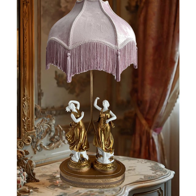 Italian Neoclassical Capodimonte-Style Figural Porcelain Table Lamp "Dancing Muses" For Sale - Image 9 of 18