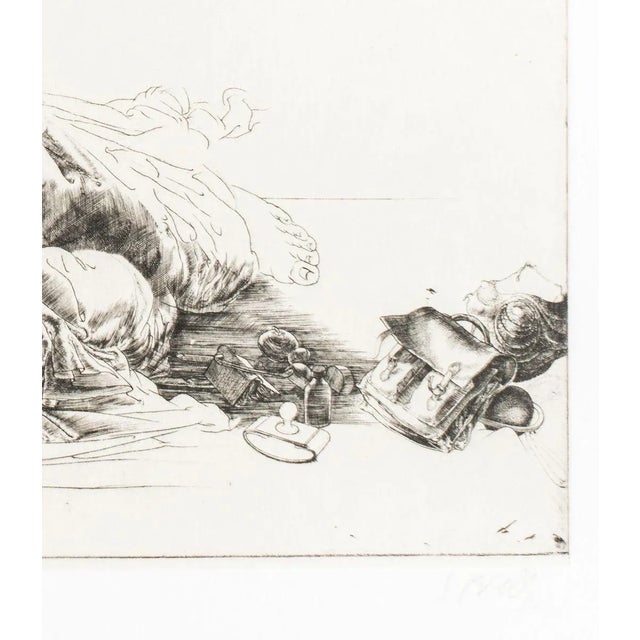 Femme Allongée / Lying Woman - Original Etching and Drypoint by J.P. Velly 1969 For Sale - Image 3 of 4