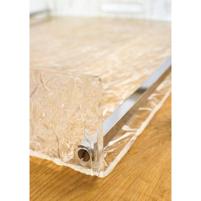Large Vintage Serving Tray in Frosted Acrylic Glass with Chrome Trim, 1970s For Sale - Image 13 of 17