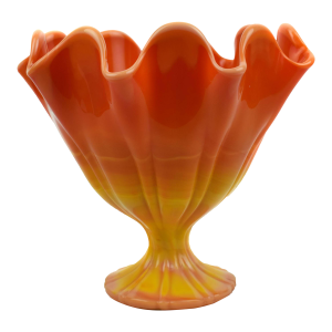 Mid 20th Century Modern Orange Bittersweet Pedestal Compote Candy Bowl Dish by l.e. Smith