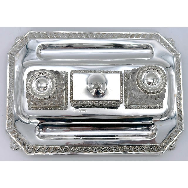 Mappin & Webb English Mappin & Webb Sterling Silver Georgian Style Double Inkwell, London 1892 For Sale - Image 4 of 7
