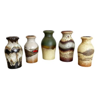 Vintage Pottery Fat Lava Vases from Scheurich, Germany, 1970s, Set of 5 For Sale