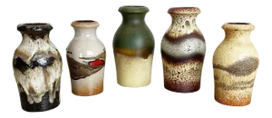 Vintage Pottery Fat Lava Vases from Scheurich, Germany, 1970s, Set of 5