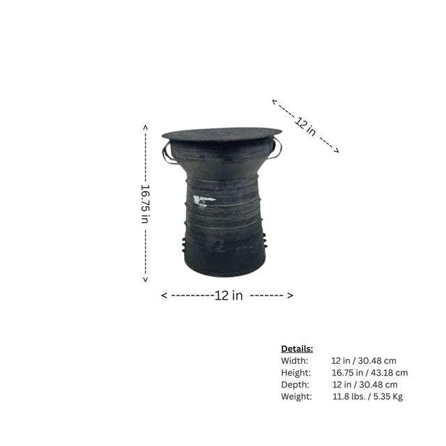 Late 20th Century Late 20th Century Frog Drum Metal Outdoor Side Table - Small For Sale - Image 5 of 5