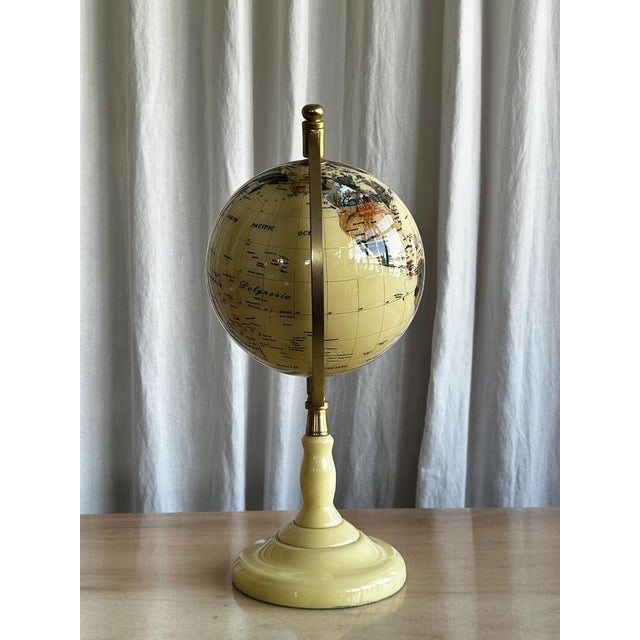 Gemstone Vintage Revolving Beige Terrestrial Globe with Gemstones, 1990s For Sale - Image 7 of 14