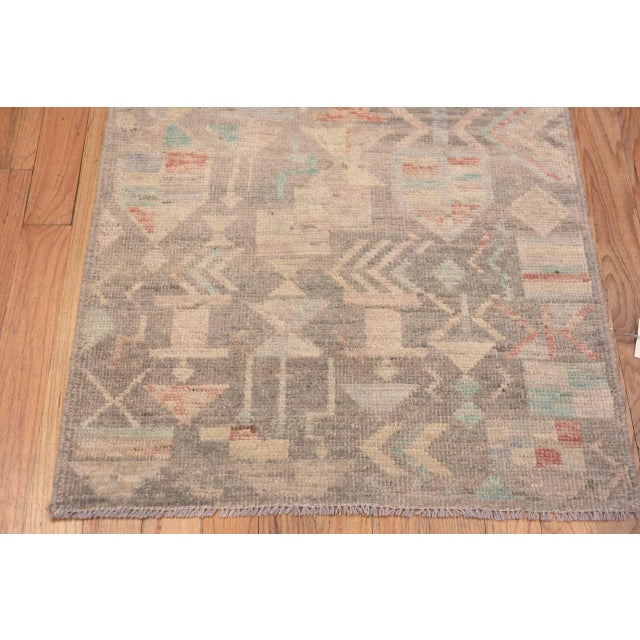 Textile Nazmiyal Collection Grey Pastel Tribal Geometric Modern Runner Rug For Sale - Image 7 of 7